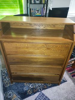 Oak dresser with foldout top