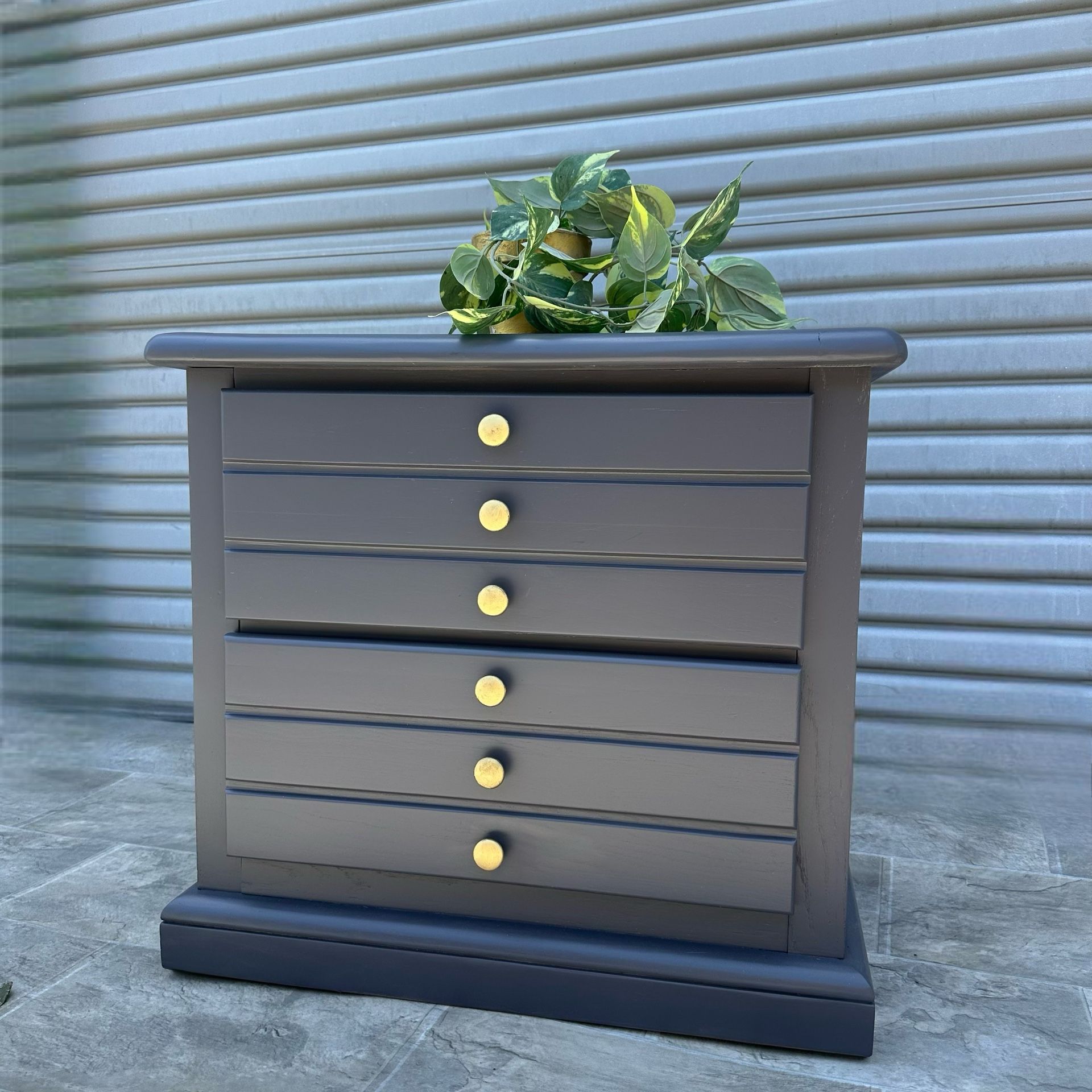 Dark Grey Vintage Solid Wood Large Night Stands Side Table End Table Modern