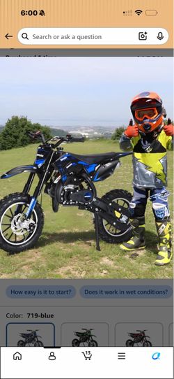 50cc Gas Dirt Bike for Kids 8-14, 2-Stroke Gas Powered Mini Bike