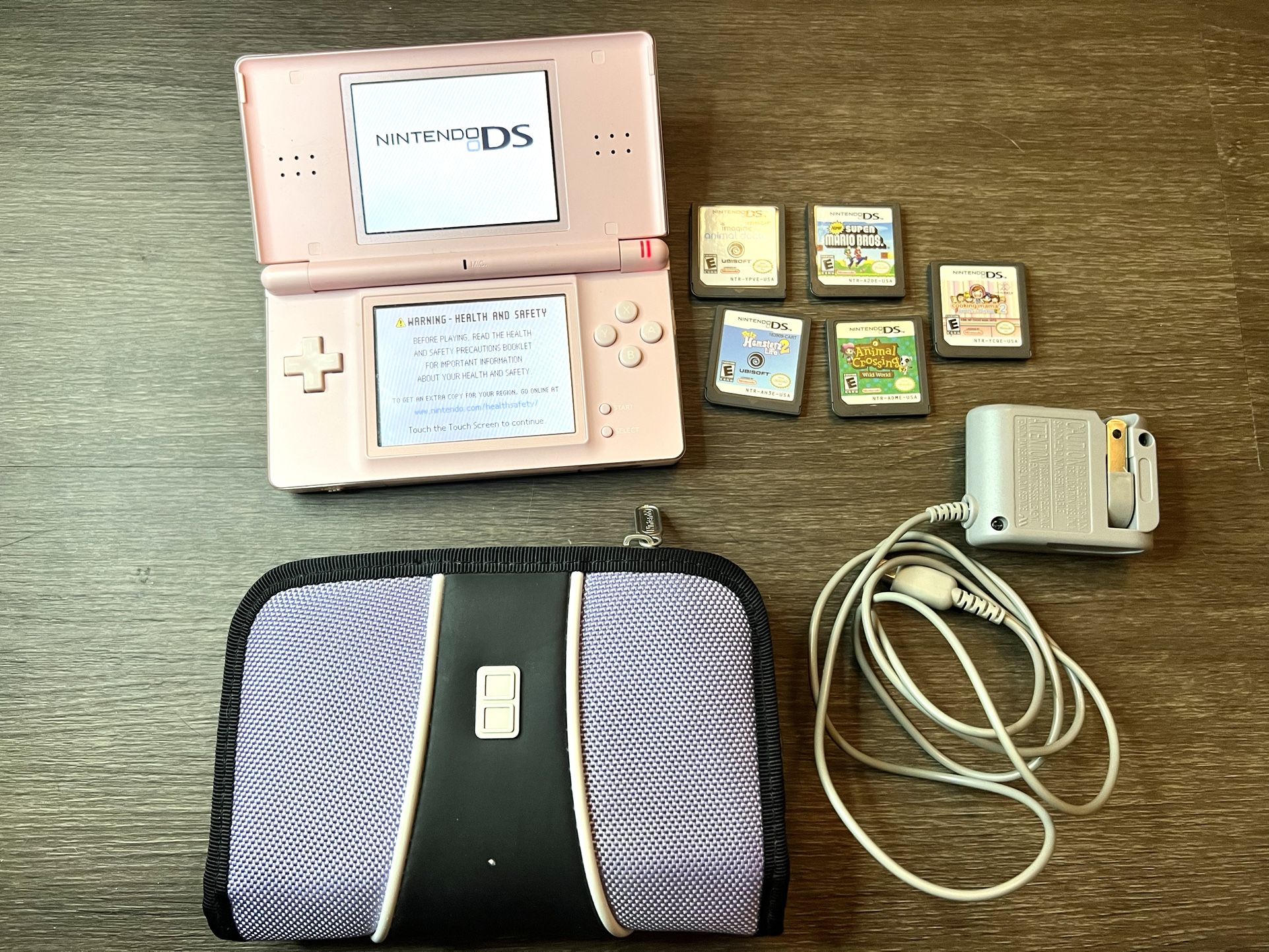 Nintendo DS Light Pink Console + 5 games