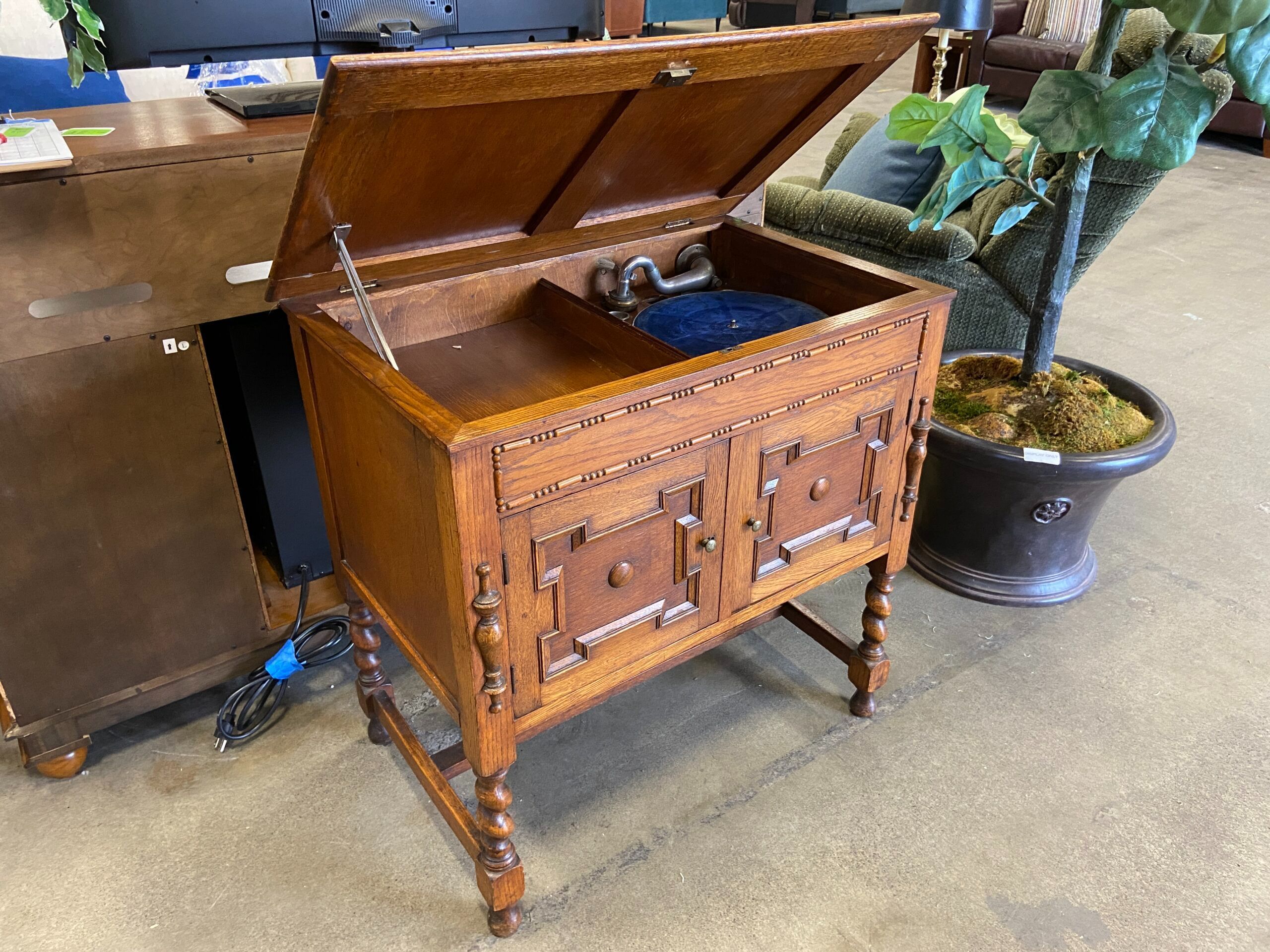 Vintage Wooden Record Player Cabinet