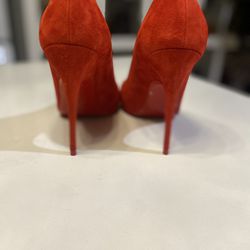 Authentic Christian Louboutin Red Suede Heels