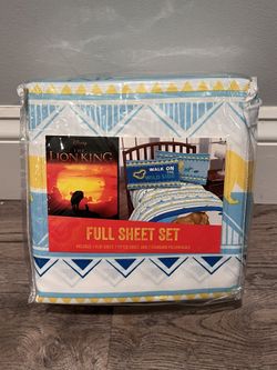 NEW - Disney Lion King Full Sheet Set. Includes Fitted Sheet, Flat Sheet, And Two Standard Pillowcases.