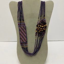 Purple Multicolor Beaded Necklace.