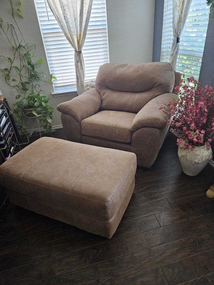 Chair with Ottoman 34"High 48" Wide 39" Long