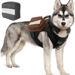Tactical Dog Harness with Reflective Material, Adjustable Heavy-Duty No Pull Harness, Tear-Resistant Dog Tactical Vest with Handle, Breathable Outdoor