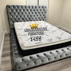 New Queen Bed Frame With Mattress 