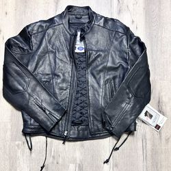 NWT Evel Knievel EK1 Leather Motorcycle Jacket L Perforated BLK Official License