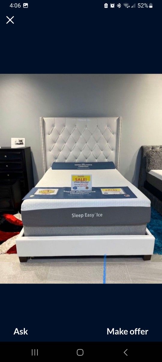 White Leather Gel Queen/King Beds $299 To $399 Wow!!! Same Day Delivery Available