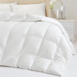 Down Fiber Feather Comforter King Size - All Season Hotel Duvet Insert, Medium Warmth Ultra-Soft 750 Fill Power Fluffy Premium Comforter with 8 Corner
