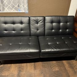 Black Leather Futon Couch