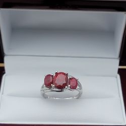 New Solid 925 Sterling Silver NATURAL RUBY & DIAMOND ring, size 7 $200 OR BEST OFFER ** FREE DELIVERY!!! 📦🚚 **