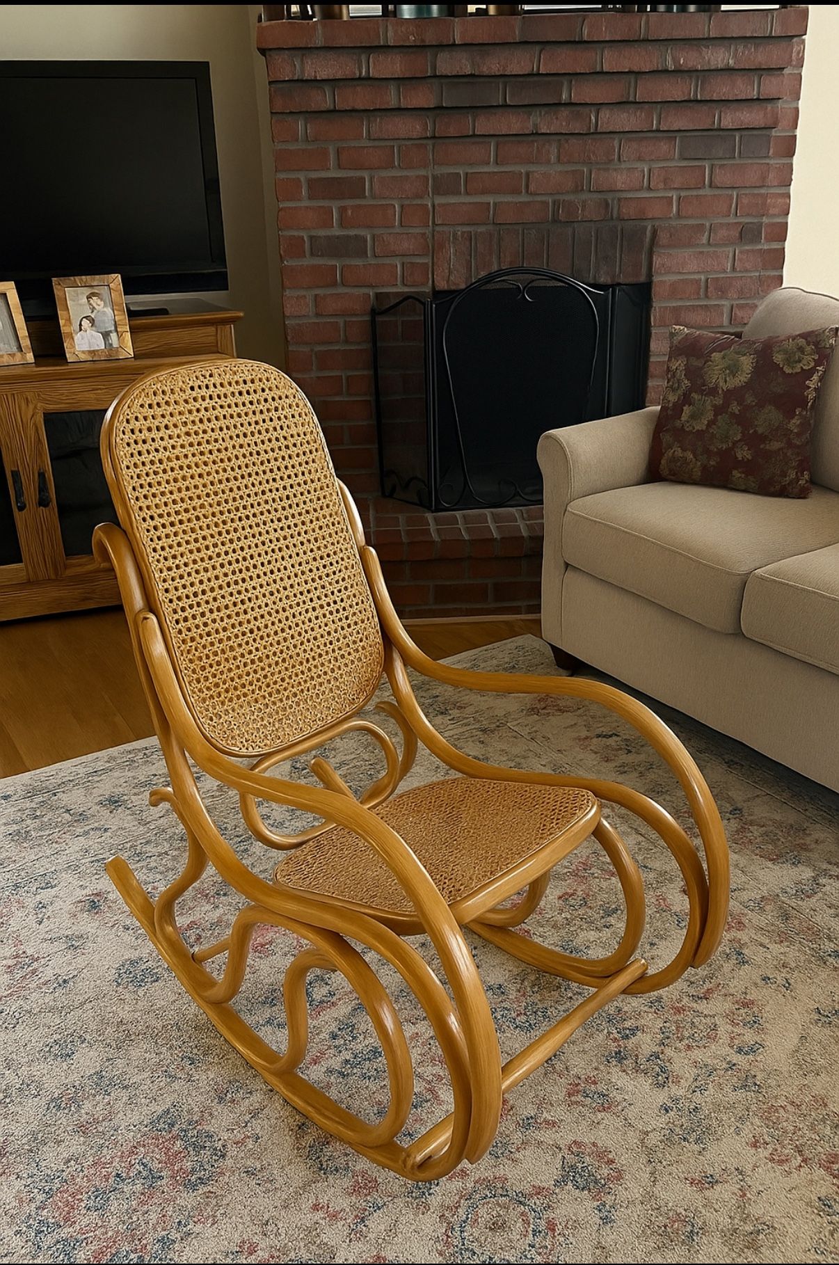 Vintage Rocker With Cane Backing