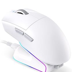 Tri-Mode Wireless Gaming Mouse with RGB Charging Dock, 45g Ultra-Light, PAW3311 Sensor, 12000 DPI, 2.4G Dongle + Bluetooth + USB-C Wired, 1K Polling R
