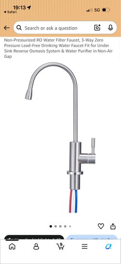 Non-Pressurized RO Water Filter Faucet, 3-Way Zero Pressure Lead-Free Drinking Water Faucet Fit for Under Sink Reverse Osmosis System & Water Purifier