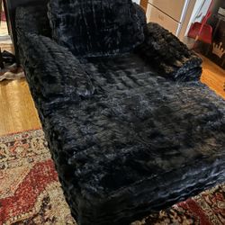 Black Velvet Frameless Couch/Sleeper/Sofa Bed