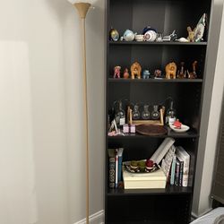 Dark Wood Bookshelf And Lamp