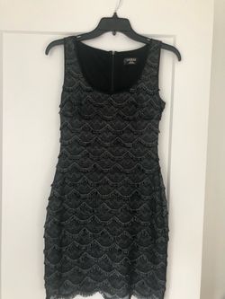 Guess Black Fringe Bodycon Dress