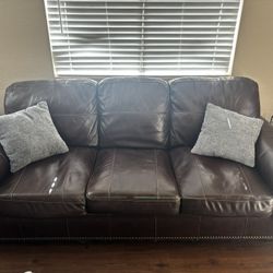 Brown Leather Sofa 