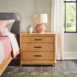 New 3 Drawer Nightstand in English Oak Finish Wood
