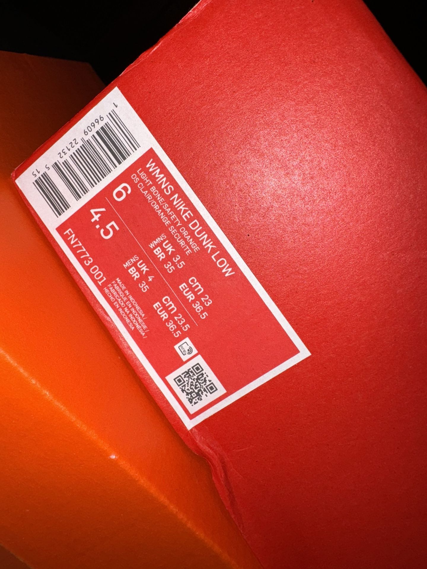 Orange Nike Dunk Low.
