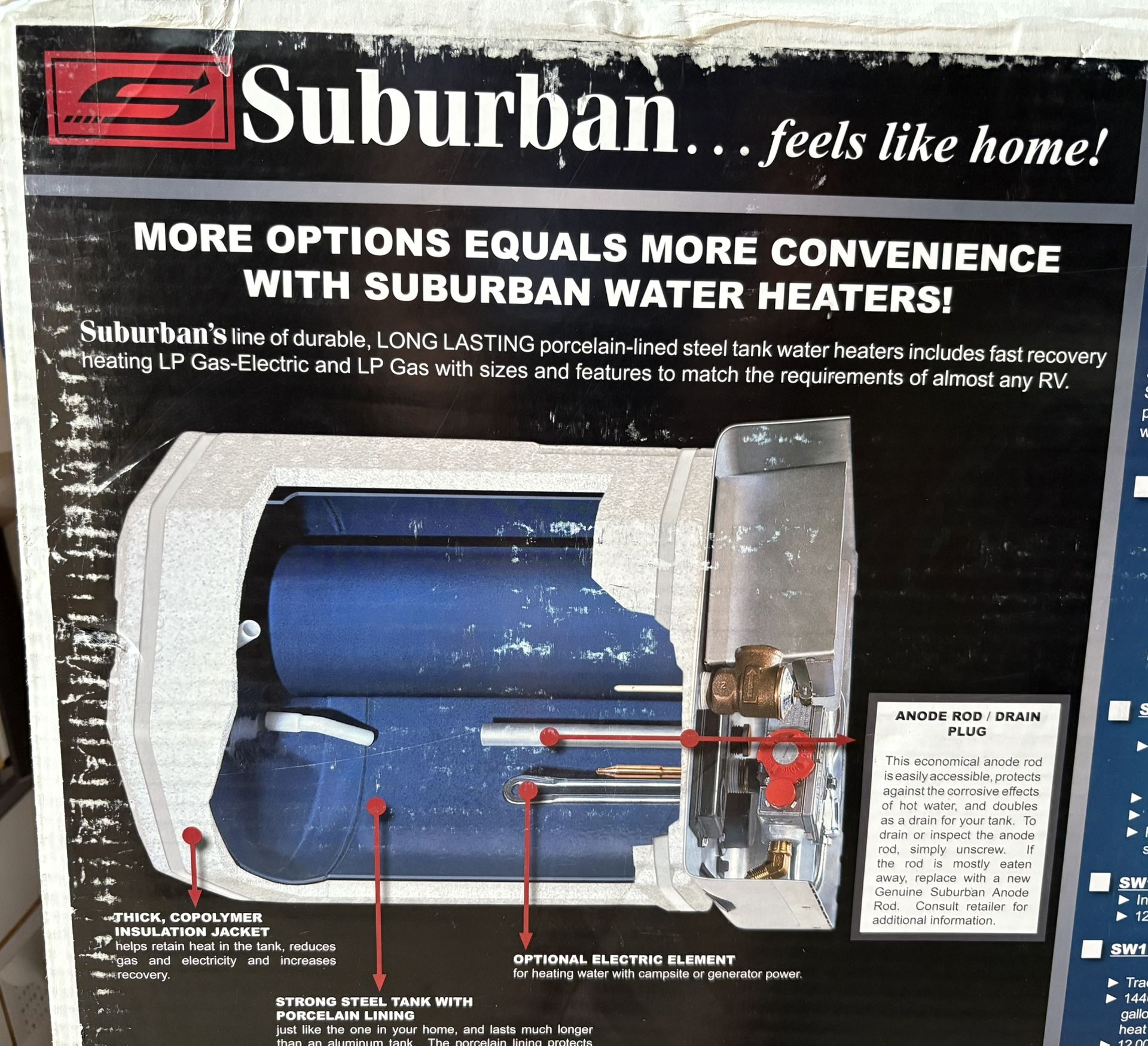 RV Water Heater SW10DE COMBINATION DIRECT SPARK IGNITION and ELECTRIC ELEMENT
