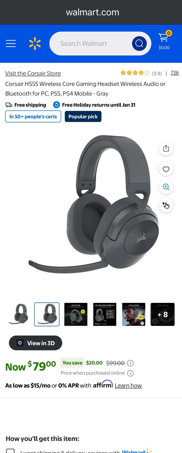 Corsair HS55 Wireless Gaming Headset With Mic.