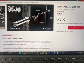 Rogue Rackable Curl Bar 35lbs BARELY USED