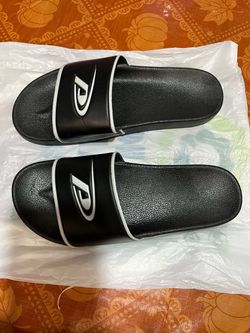 Black Slide Sandals with Logo Strap