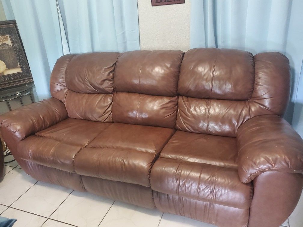 Brown Leather Couch Set