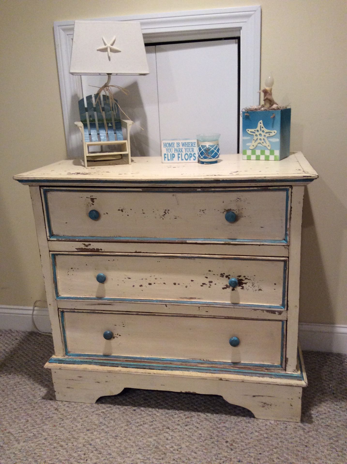 Beach Shabby Table, Dresser, TV Console, Cabinet, Storage