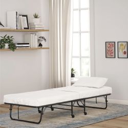 Folding Rollaway Guest Bed with 5" Mattress, Twin