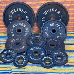 FULL SET OF WEIDER INTERNATIONAL OLYMPIC  PLATES (PAIRS OF) :  44s  33s  22s  11s  5.50s  2.75s 