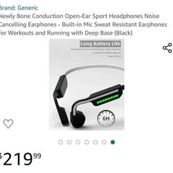 Newly Bone Conduction Open-Ear Sport Headphones Noise Cancelling Earphones - Built-in Mic Sweat Resi