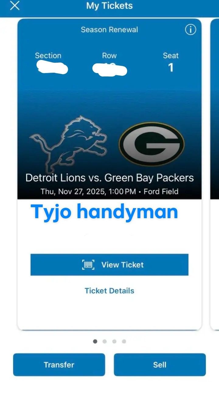 Lions Tickets Thanksgiving