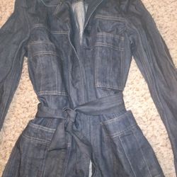 Nine Brand Belted Denim Jacket Size Large Womens