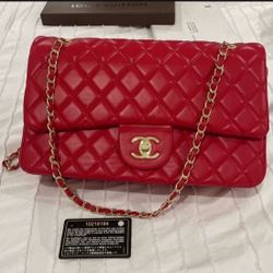 Chanel JUMBO Gorgeous Red Bag Purse New 