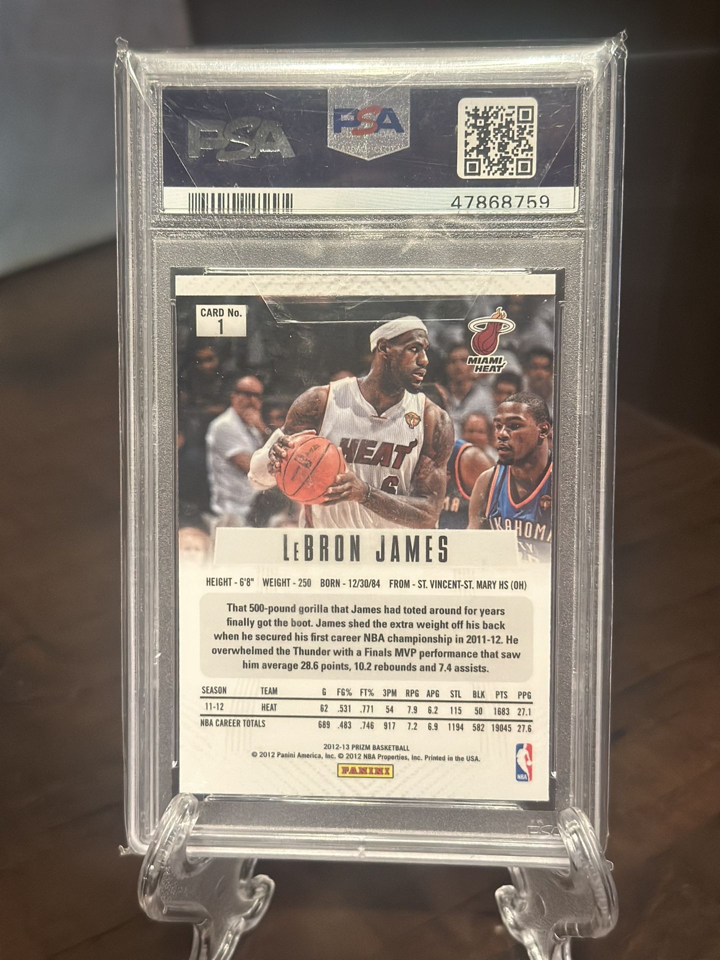 2012 Panini Prizm 1 Lebron James PSA 9 - Championship Season