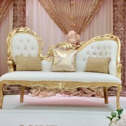 Gold And Ivory Sofa & Bench Sets