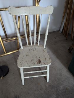 Antique Wood White Chair 