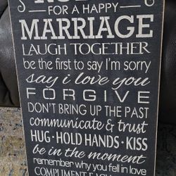 Rules For A Happy Marriage wood sign