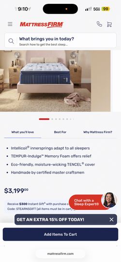 King Mattress  Stearn and Foster(Box Springs Included)
