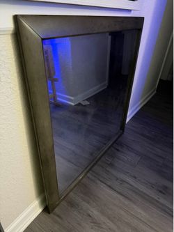 Large Dark Wood Framed Wall Mirror – Modern Rectangular Accent Mirror