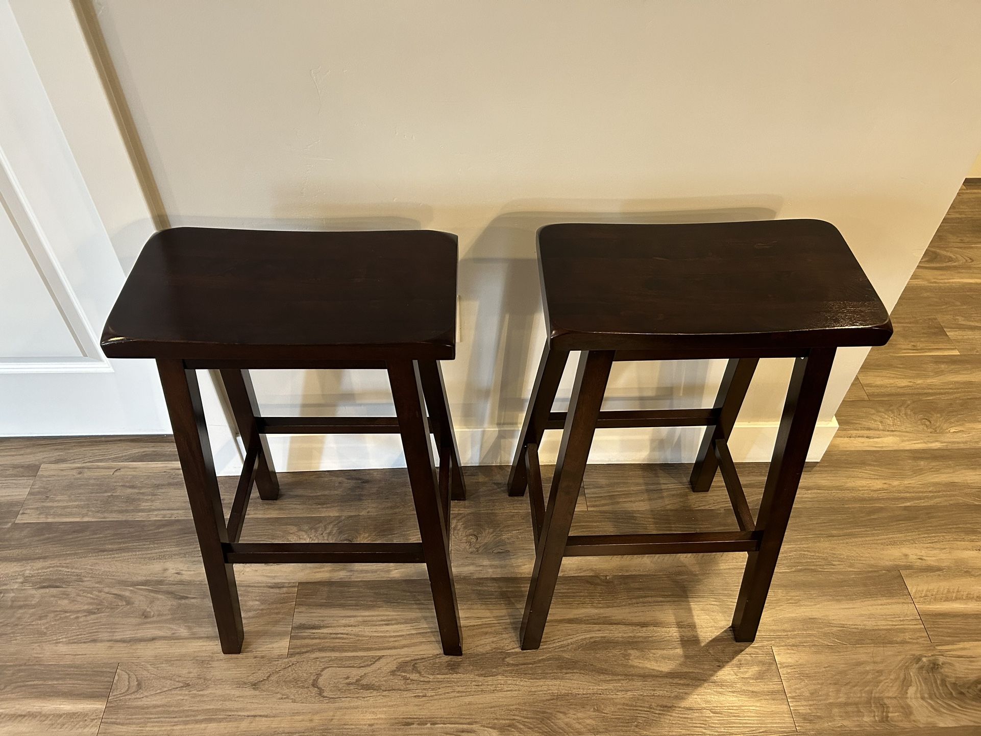 Wood Tall Bar Stools (2)
