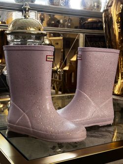 Kids Pink Glittery Hunter Rain Botts