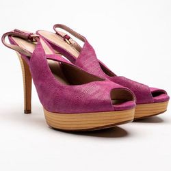 Cole Haan Hot Pink Textured Leather Open Toe Slingback Heels Pumps Size 10B