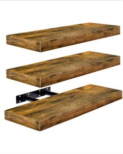 Rustic Wood Floating Wall Shelves Set of 3