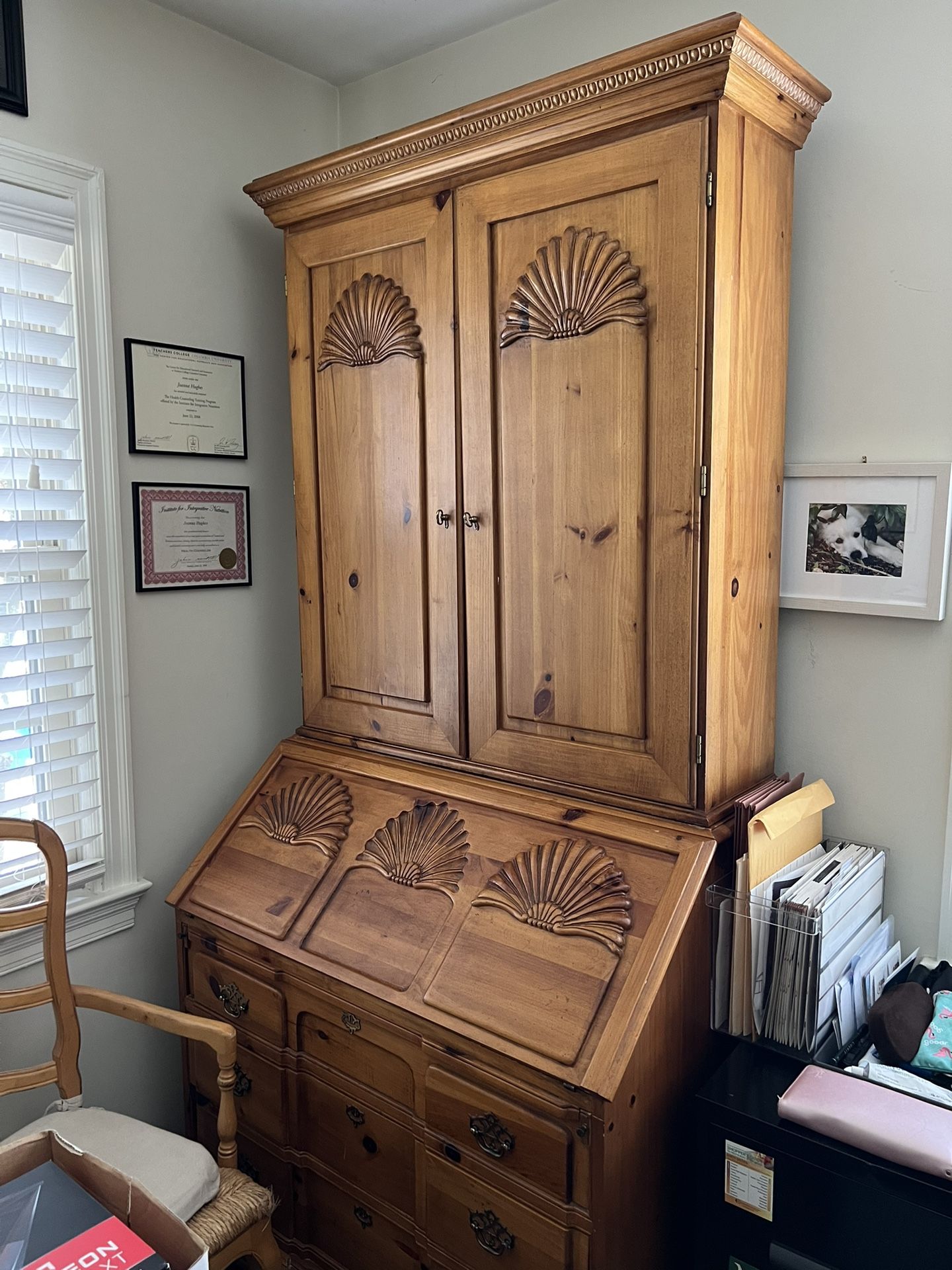 Beautiful Armoire Desk with Hutch and Chair