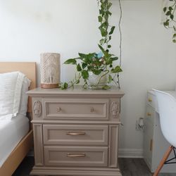 Solid Wood 3-drawer Nightstand- Custom “Shiitake” Enamel