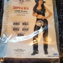 Charades womens Faux-leather Chaps and Vest(M- 8-10)